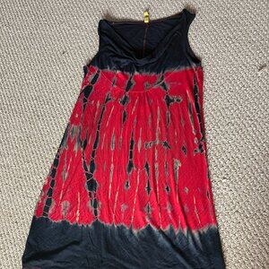 Style Biz Tye Dye Dress Soft Red Black Stretchy Medium